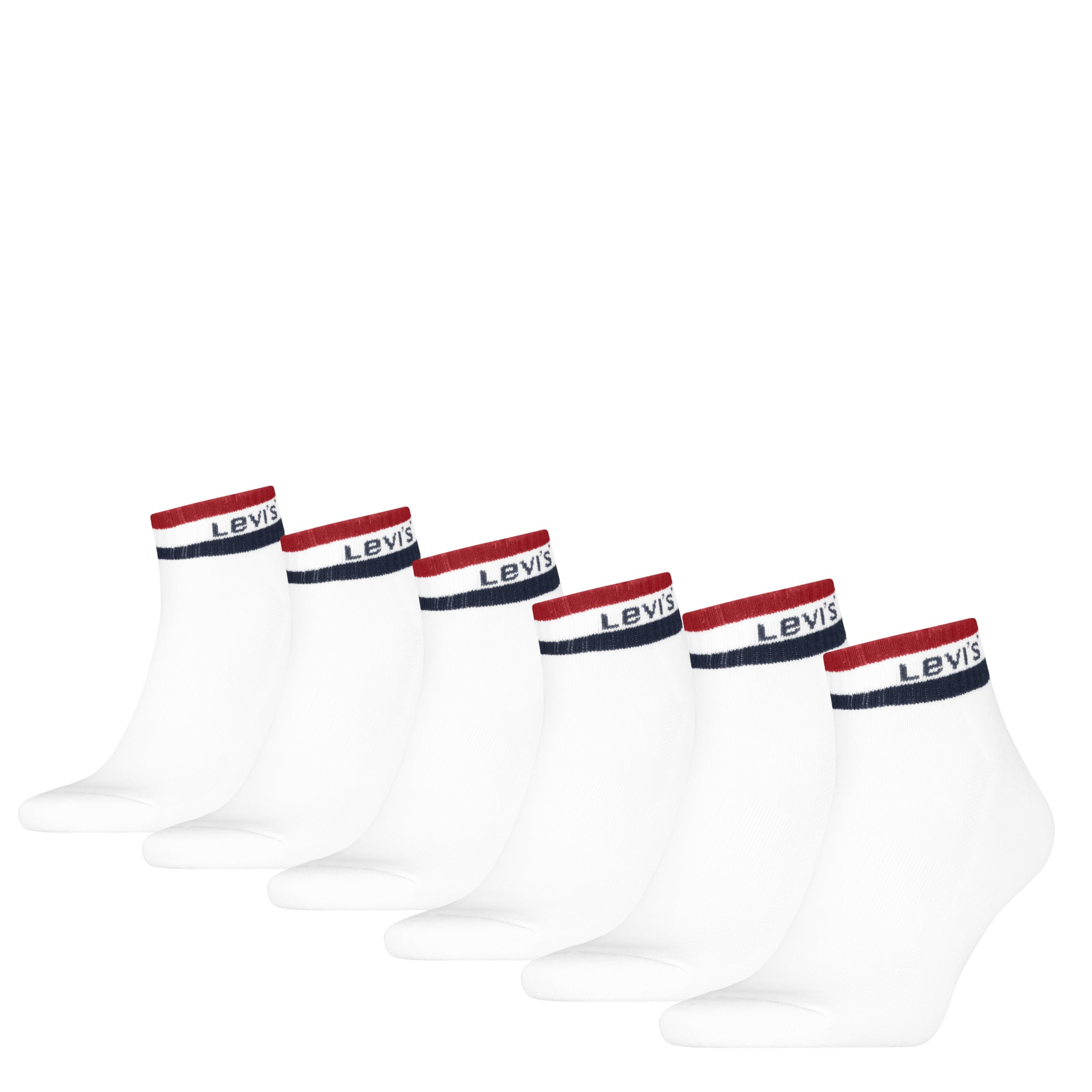 

                                                    Levi's Men's 6-Pack Quarter Crew Socks, White/Red/