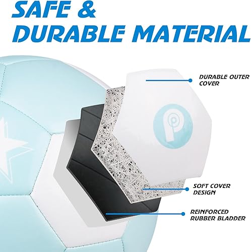 Miniatura 2 de PP PICADOR Balón de fútbol de tamaño 4, pelotas de fútbol para niñas, niños, jóvenes, niños, entrenamiento, escuela, interior y exterior, pelota de