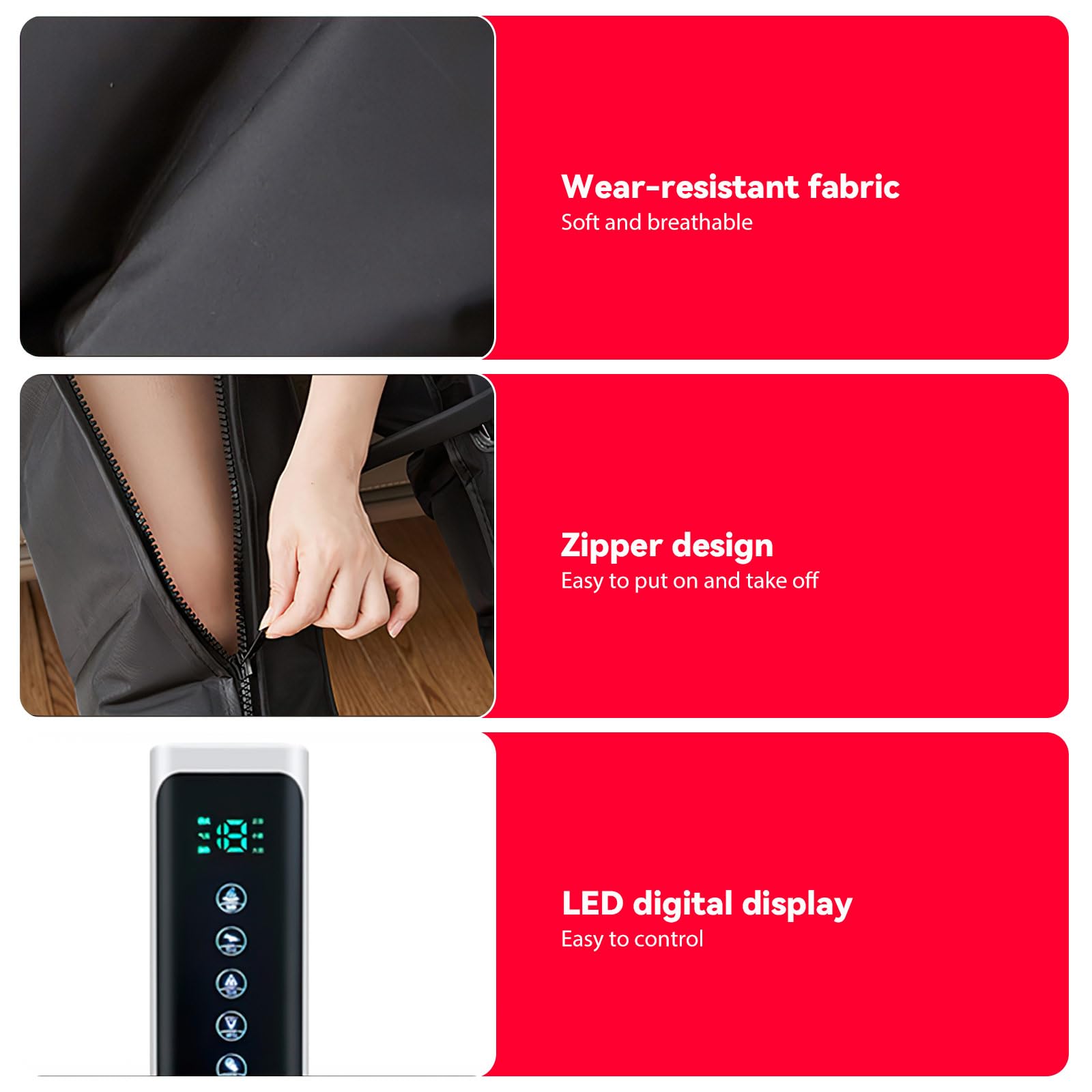 Massagegerät für Beine und Füße,zur Entspannung der Muskeln, Fuß- und Wadenmassagegerät zur Reduzierung von Müdigkeit mit 3 Modi und 3 Intensitäten,Beinwickel für Zuhause, Büro und Reisen (A)