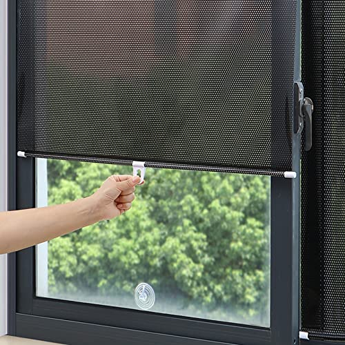 JRPT Sonnenschutz Blackout Saugnapfbecher Roller Blind, Datenschutzbildschirmefenster -Isolierung Schattierungsvorhang, Keine Bohrungen Sind Erforderlich/Black/45 * 125Cm/18 * 49In Cover