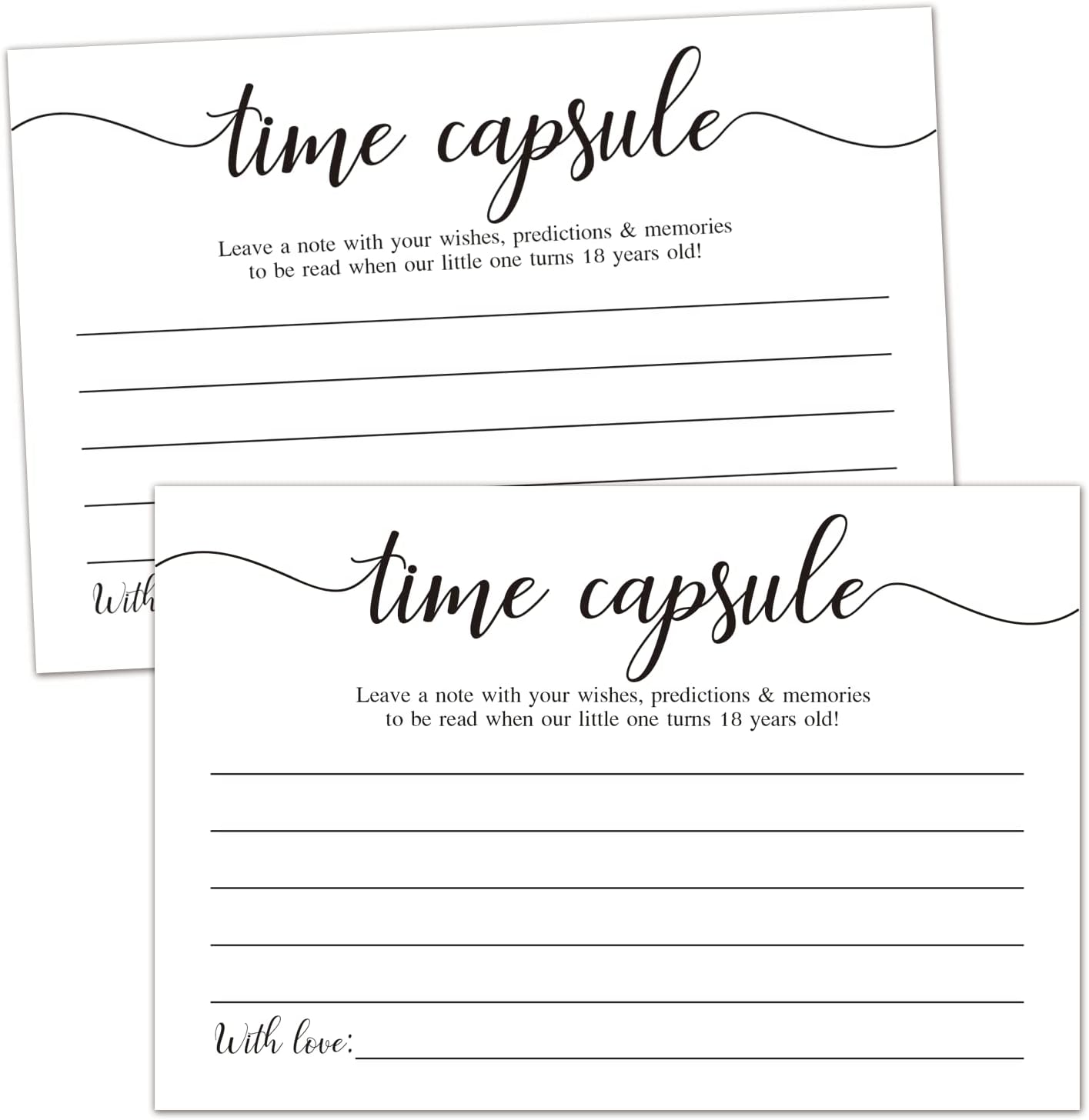 KRUCVOJO 50 Time Capsule Cards for 1st Birthday or Baby Shower Game Activity,Advice and Wishes Cards,and Anniversary Card for Baby Shower Party Supplies.