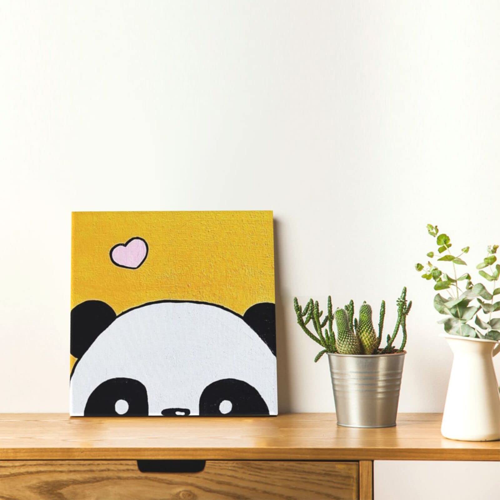 Schilderijen Op De Muur Canvas Schilderij Thuis Panda Leuke Dier Decoratie Muur Art Foto Prints Maan Gift Modulaire Moderne Frame Poster Voor Woonkamer 60x60cm1PS Noframe