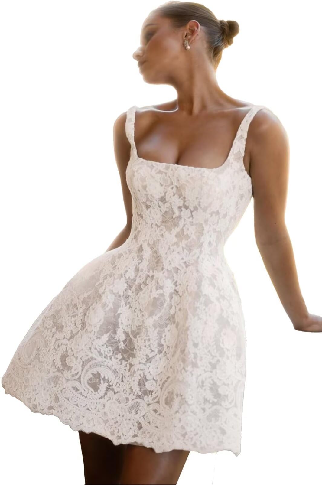 Lace Applique Tulle Wedding Dresses for Bride Mini Corset Wedding Dress for Women Wide Straps Bridal Shower Dress