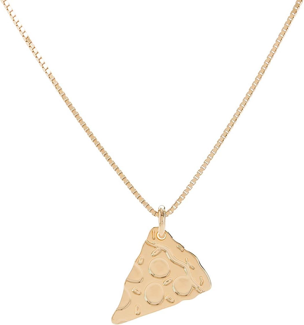 Malaika Raiss Gold Pizza Pendant Necklace 24ct Gold-Plated Brass - N3165
