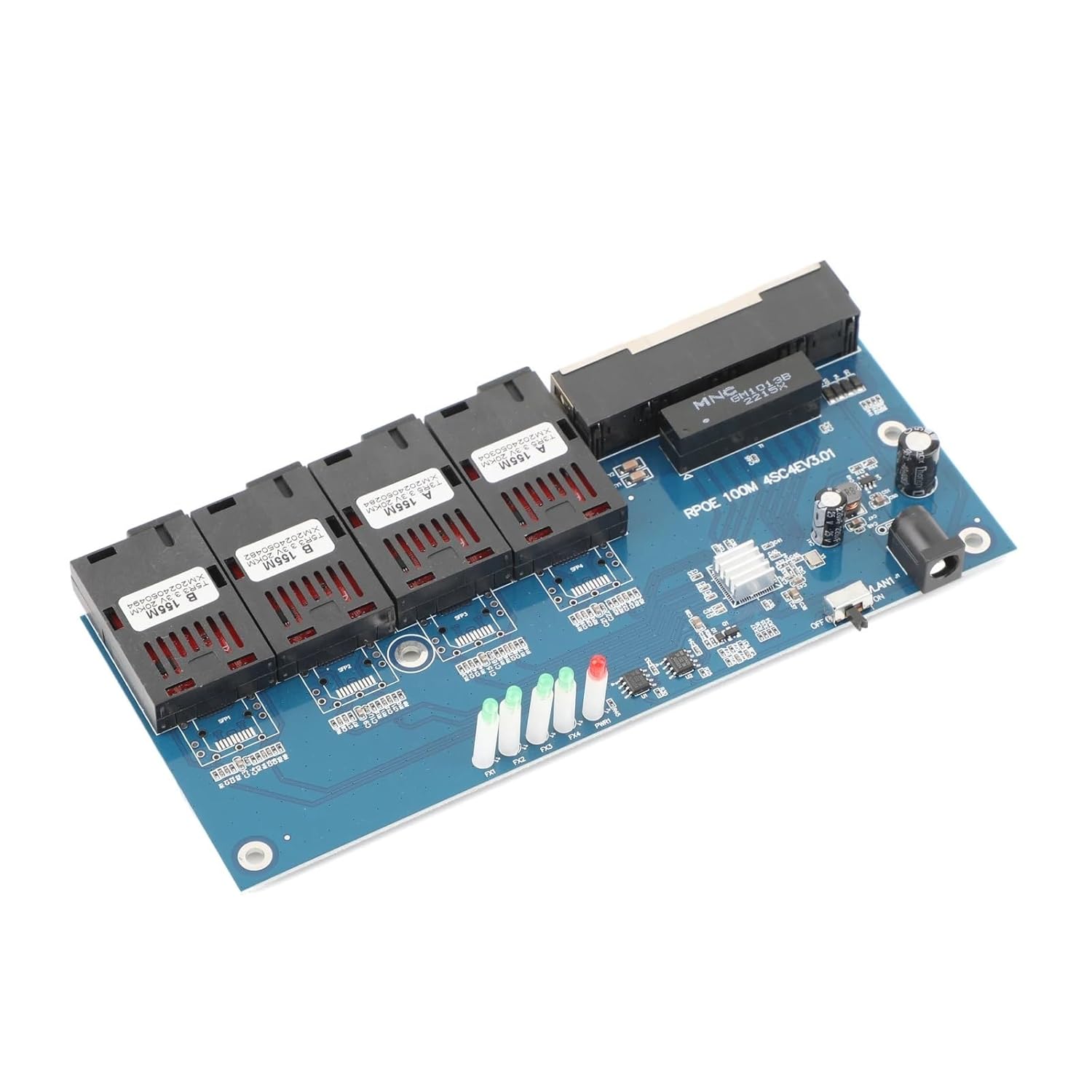 Fiber Media Converter 10M/100M 4 RJ45 to 4 SC 2A+2B Connectors 1310nm/1550nm Ports 20KM Ethernet Switch
