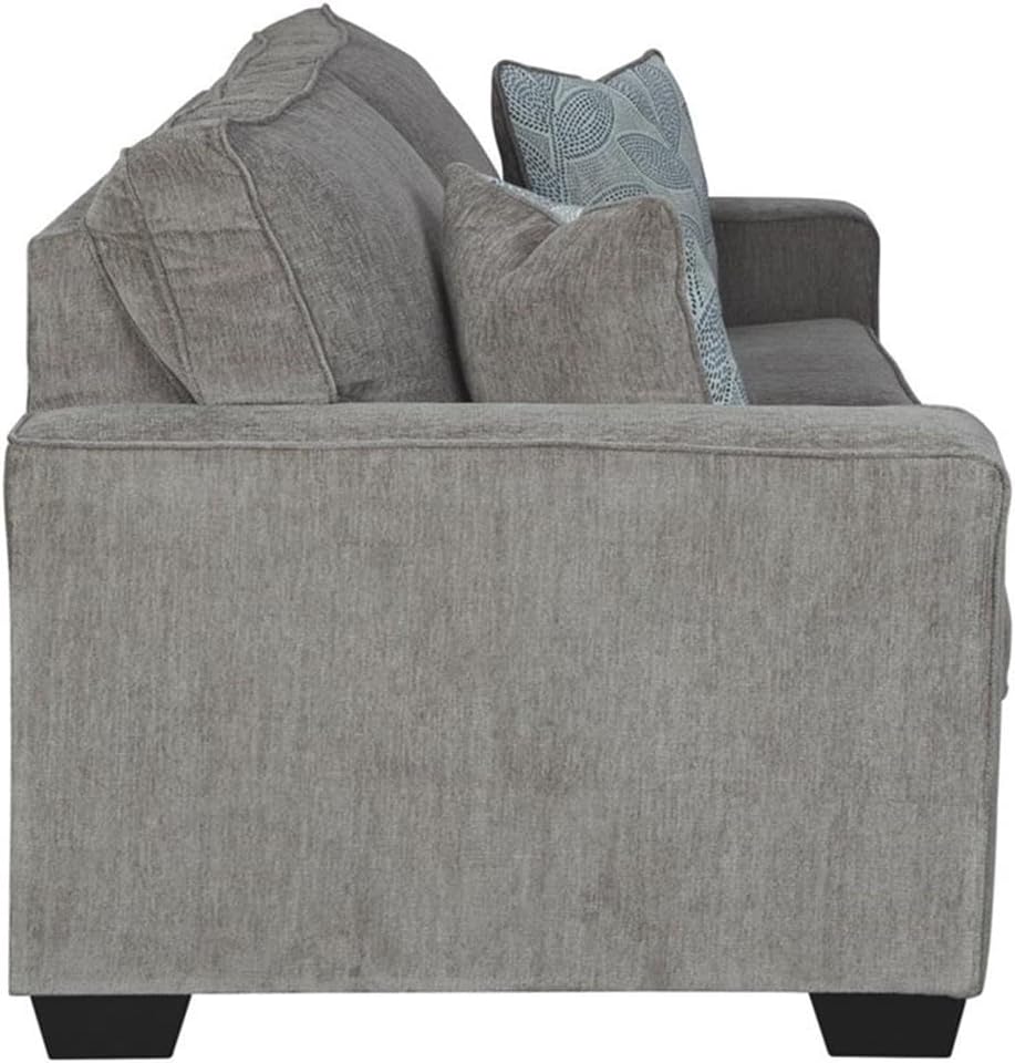BOWERY HILL Modern Queen Sleeper Sofa, Alloy Polyester Upholstery, Memory Foam Mattress, 85" W x 37" H x 38" D, Decorative Pillows Included, Faux Wood Finish, Comfortable Contemporary Living Room