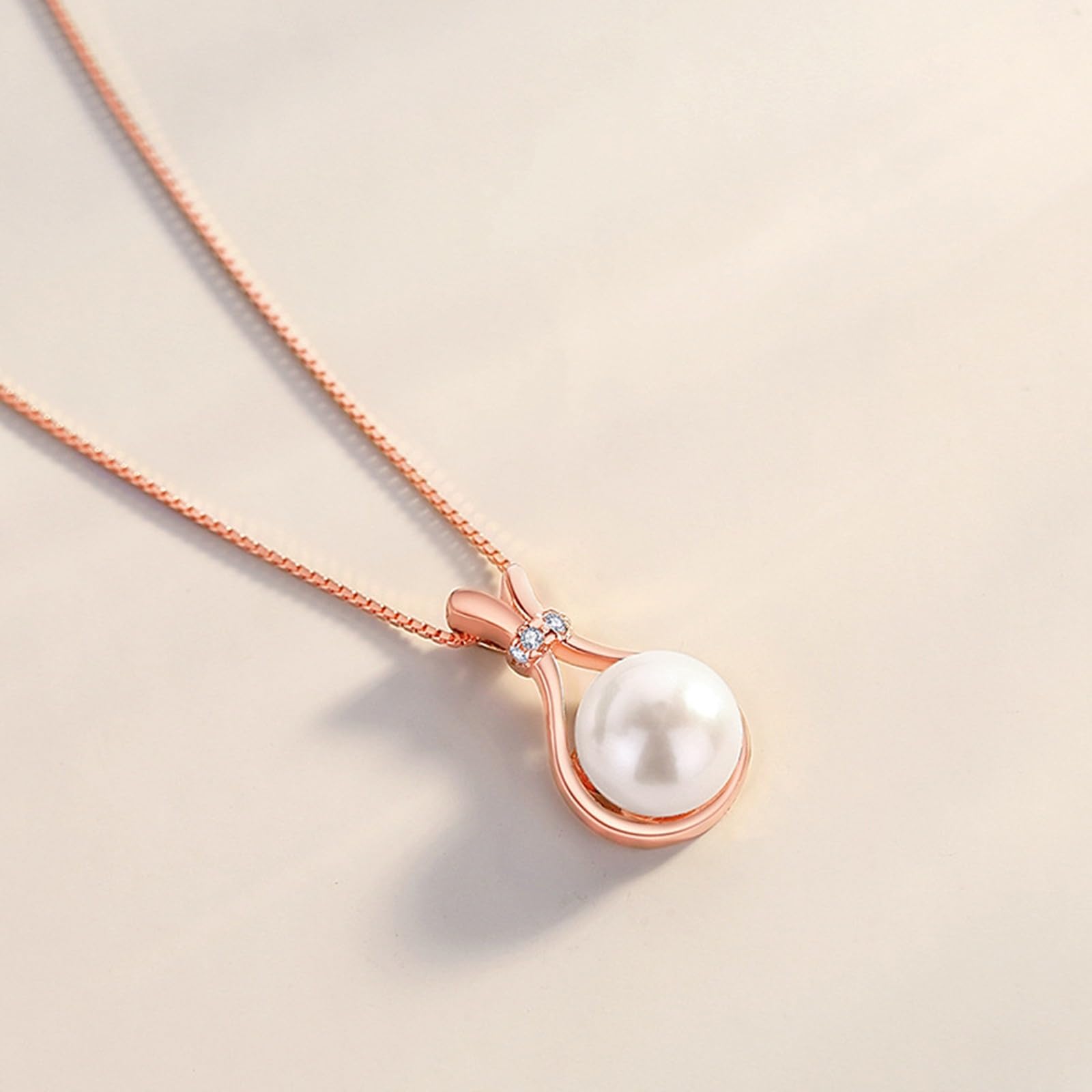 Collar para mujer, joyería de moda, lágrima de oro rosa de 9K/14K/18K con colgante de perla y moissanita, cadena alargada: 40+5cm