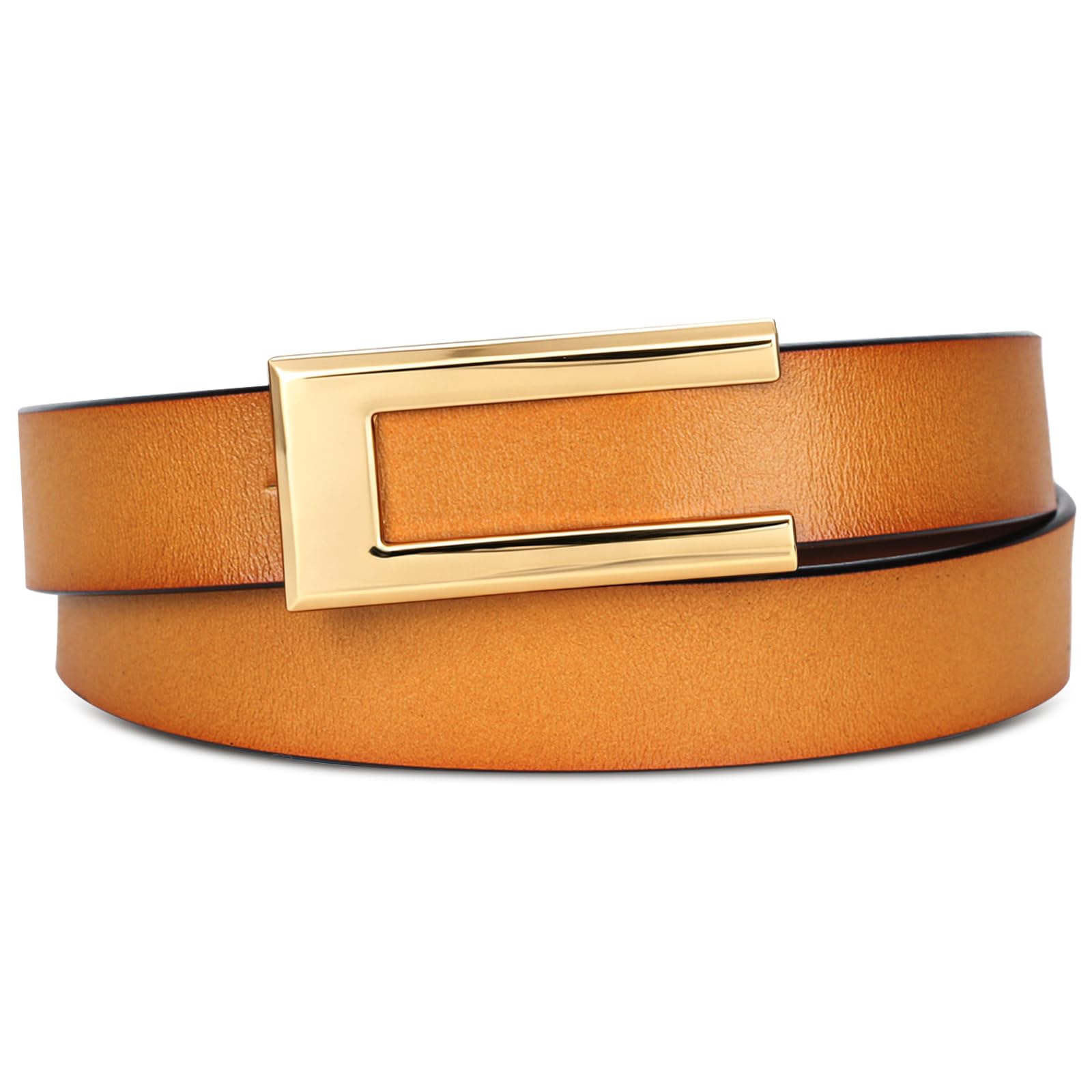 Women's Fashion Classic Metal Buckle Leather Belt with Jeans Dress