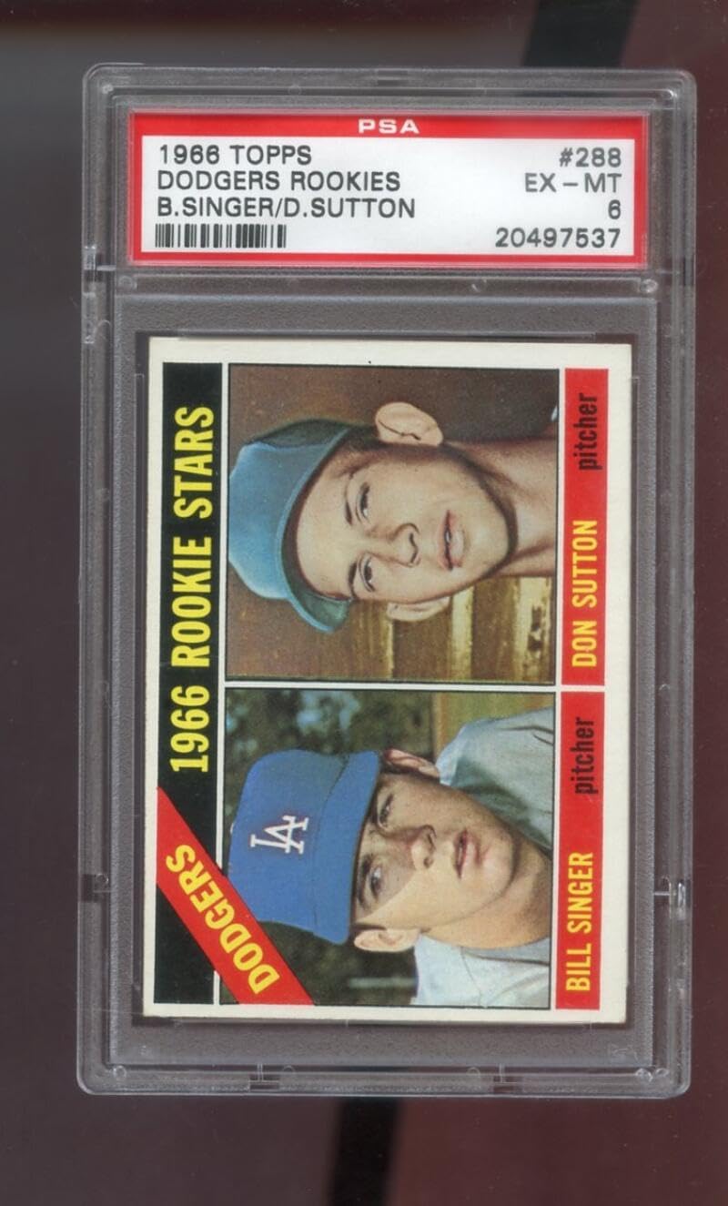 1966 Topps #288 Dodgers Rookies Stars Don Sutton Bill Singer ROOKIE RC PSA 6 Graded Baseball Card MLB Los Angeles