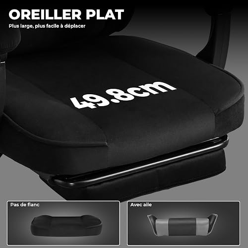 WOTSTA Massage Chaise Gaming Tissu avec Coussin en éponge Haute densité, Siege Gamer avec Repose-Pieds, Fauteuil Gamer pour Adultes Kids,Chaises de Bureau Capacité de Charge 120 kg - 5