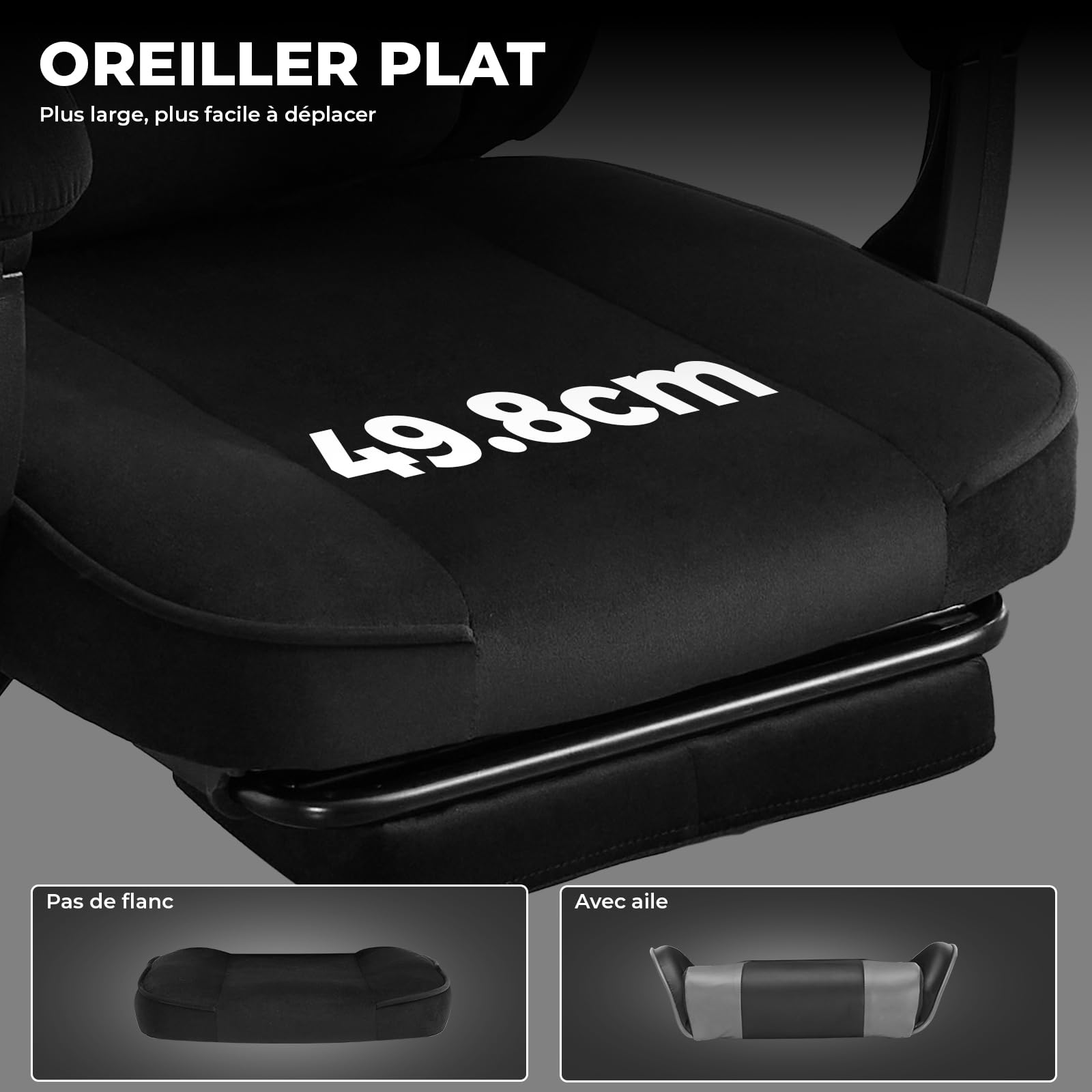 Massage Chaise Gaming Tissu avec Coussin en éponge Haute densité, Siege Gamer avec Repose-Pieds, Fauteuil Gamer pour Adultes Kids,Chaises de Bureau Capacité de Charge 120 kg
