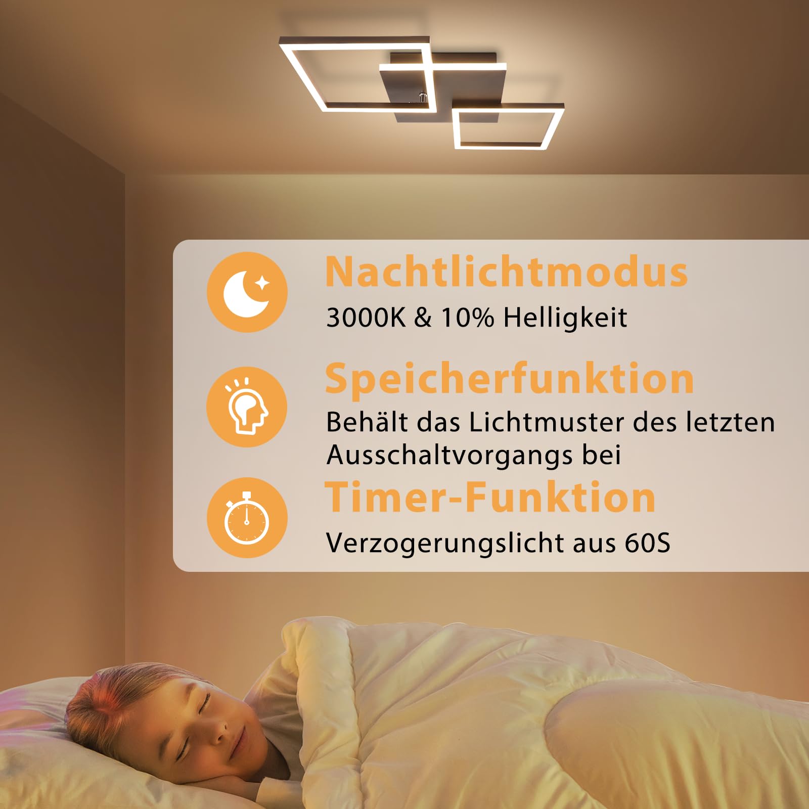 Homefire LED Deckenlampe Schlafzimmer Deckenleuchte 32W Wohnzimmerlampe | Schwarz Küchenlampe Dimmbar Modern Eckig Schlafzimmerlampe mit Fernbedienung Küche Deckenlampen für Esszimmer Büro Flur