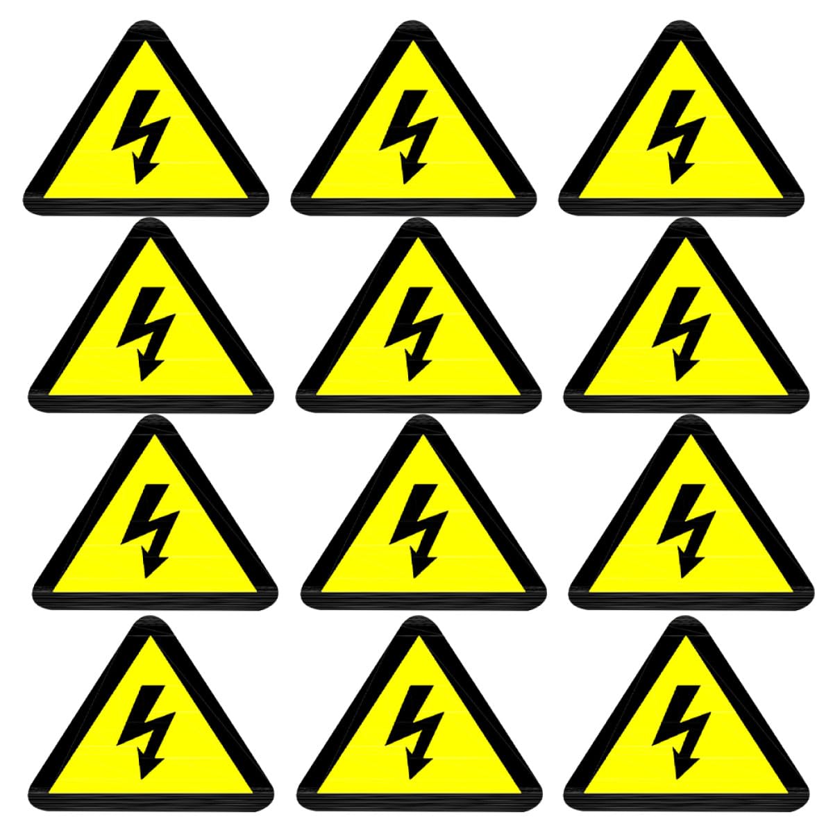 Lot de 15 Autocollants D’avertissement Électrique Triangulaires Jaunes 50x50 Mm, Adhésifs et Solide, pour Équipements Industriels, Domestiques et Bureaux, Panneau de Signalisation