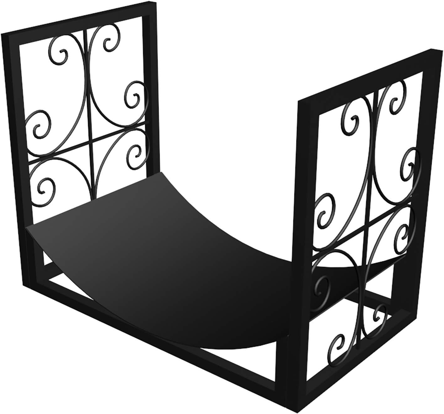 Medium 2ft Firewood Storage Rack Holder,Indoor/Outdoor/Farmhouse Heavy Duty Wood Holder Stand,Iron Black Finish Lumber Storage Holder,60x35x45cm,