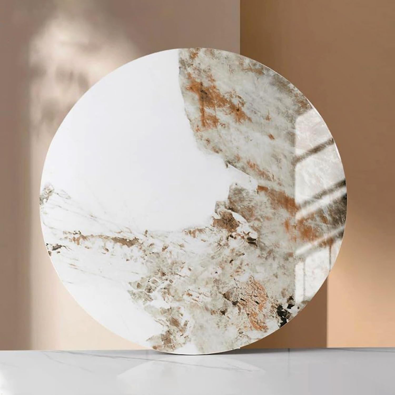 Plateau Tournant Lazy Susan en Ardoise, Texture Marbre, Plateau Rotatif à 360°, Rotation Fluide, Diamètre 60 cm, 70 cm, 80 cm, 90 cm, 100 cm(Yellow-Gray,28in(70cm))