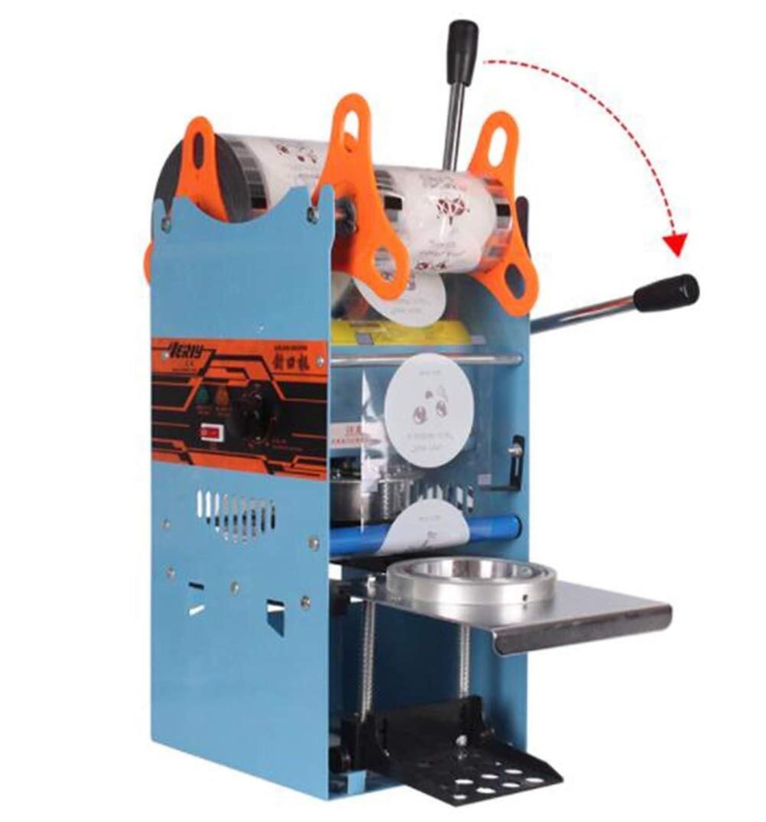 Selladora Eléctrica Semiautomática De 220 V Y 270 W For Vasos De Plástico Té Y Bebidas 300 Tazas/h For Café Leche Té Y Batidos