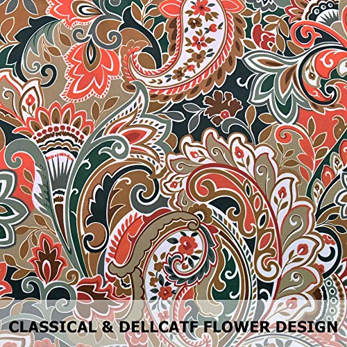 Huto Red And Brown Paisley Printed Damask Floral Pattern Blackout Curtains 84 Inches Long For Bedroom Thermal Insulated Room Darkening Energy Saving Grommet Window 2 Panels For Living Room 52 Wide #TOP4