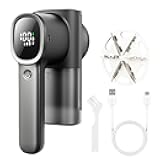 Ciotuiou Rechargeable Fabric Shaver & Lint Remover, Electric Sweater Defuzzer with 3 Speeds, 6 Leaf Blades, LED Display & Type-C Fast Charging, Lint Shaver for Clothes, Furniture, Sweater, Couch
