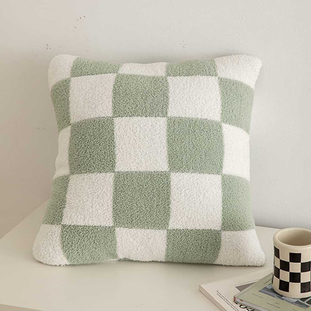NIDITW Kissenbezüge mit beidseitigem Schachbrettmuster, ultraweich, Mikrofaser, verdeckter Reißverschluss, für Sofa, Couch, Bett, Dekoration, 4 Stück, gemischte Farben, ca. 45 x 45 cm