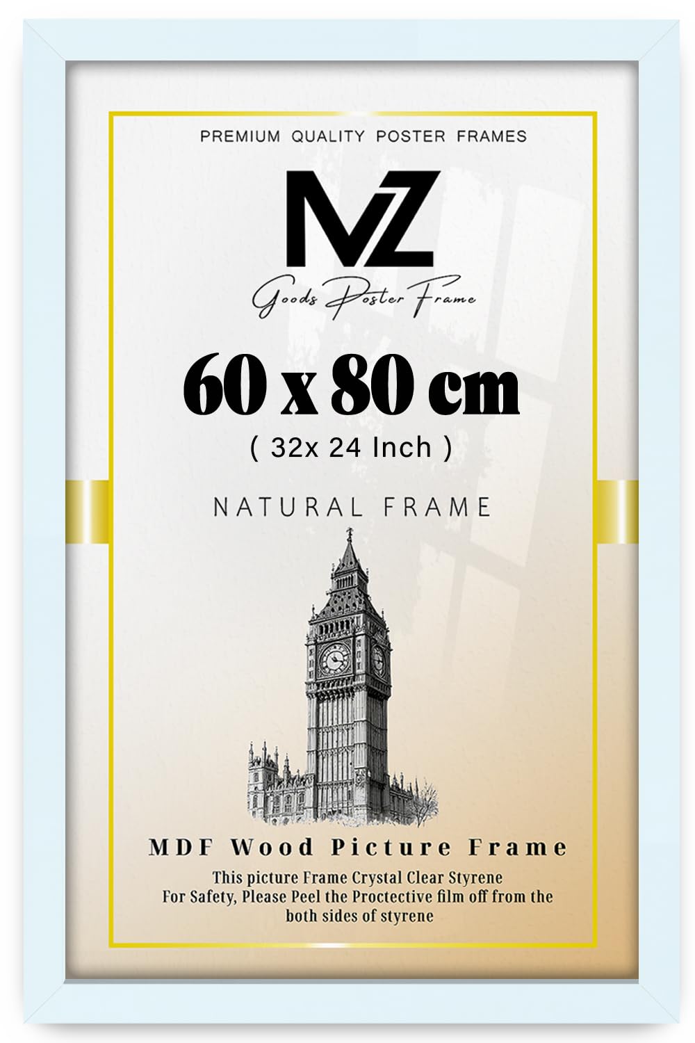 Mz Goods White Modern Mdf Wooden Wide Frame | 80X60 Cm Poster Frames Durable Sleek Acrylic Front | Jigsaw Puzzle Picture Frames Large Art Display For Home & Office Décor