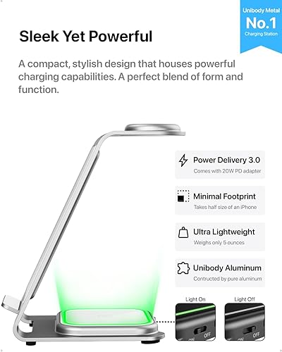 Miniatura 9 de Intoval Estación de carga inalámbrica 3 en 1 para iPhone 15 Pro1515 Pro Max14 Pro1414 Pro Max, Apple Watch 9Ultra 2SE8765432, AirPods ProPro 23