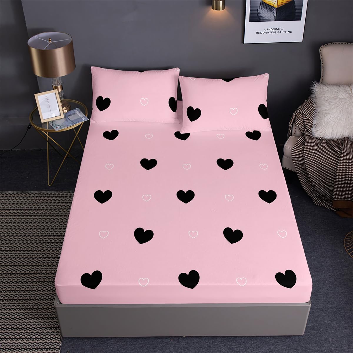 Mateju Lot De 2 Taie D'oreiller 50 X 75/65 X 65cm, Taies D'oreiller En Microfibre Imprimé Série Rose, Housse De Coussin Doux Confortable Avec Fermeture Enveloppe (Coeur Rose,65x65cm