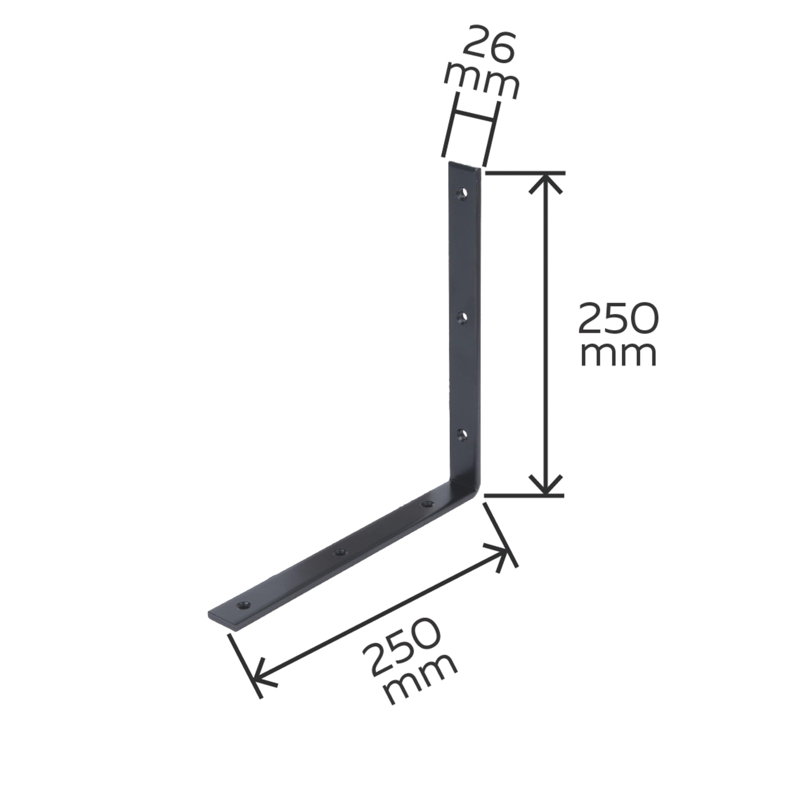 Alberts 824969 Balkenwinkel - schwarz - kunststoffbeschichtet - 250 x 250 x 26 x 6 mm | 15er Set