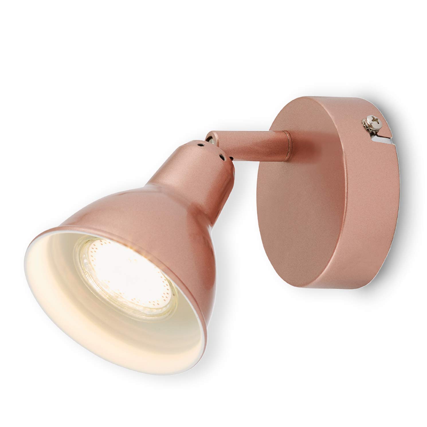 Lampada Da Parete LED Orientabile Stile Antico - Faretto In Metallo Color Rame - Include Lampadina GU10 3W