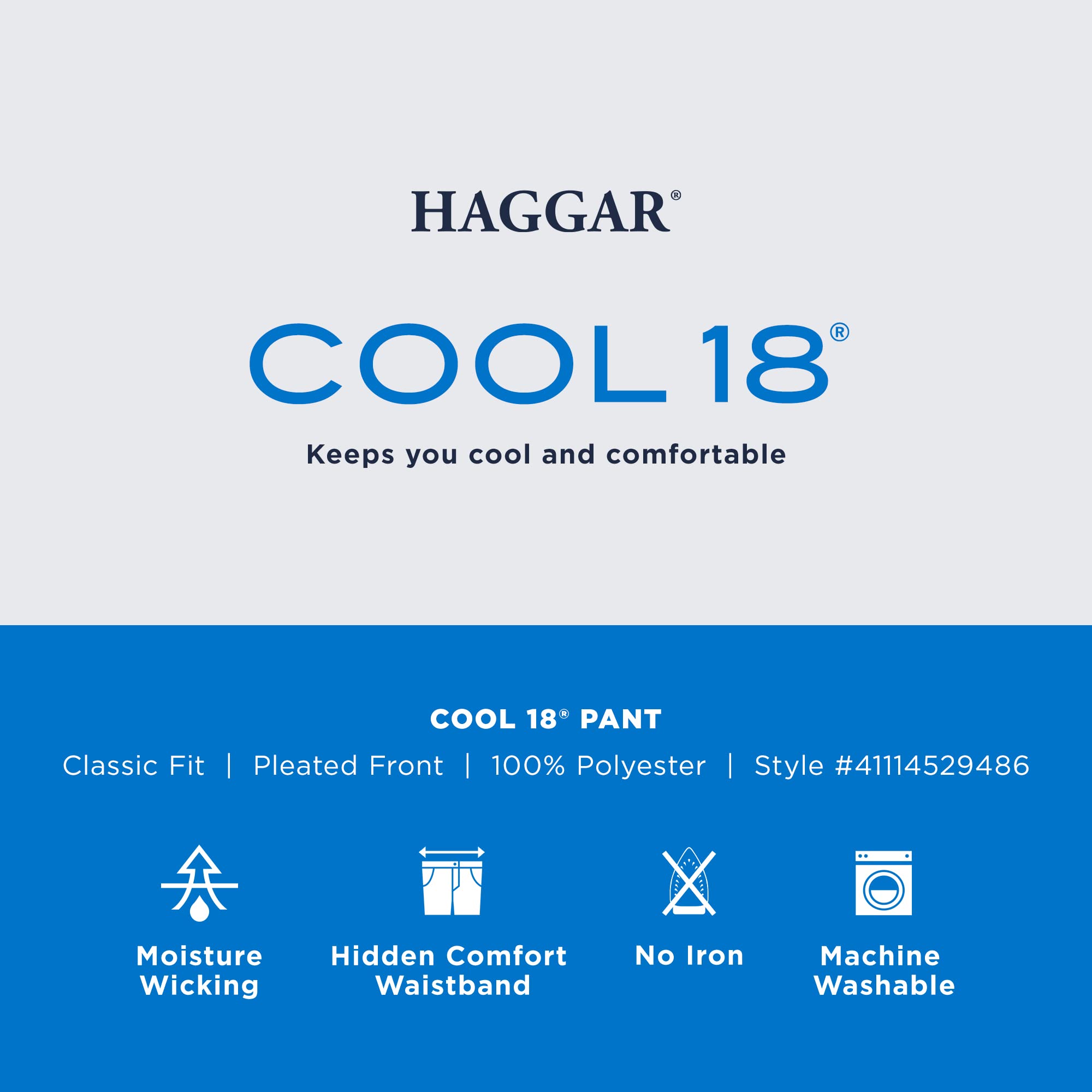 Haggar Men's Cool 18 Hidden Expandable Waist Pleat Front Casual Golf Pant