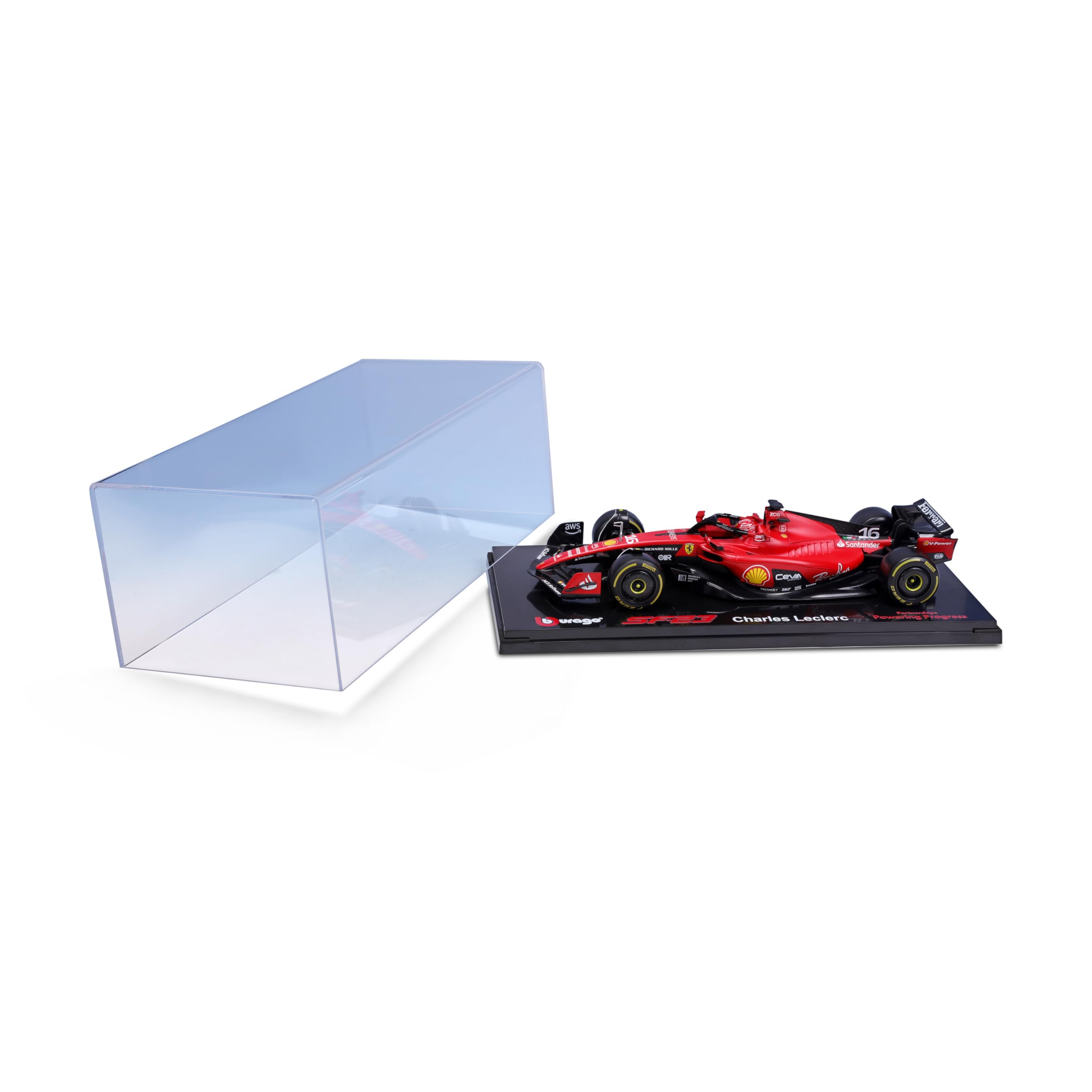 Bburago - 1/18 Ferrari - SF 2023 Formuła 1 Deluxe - z kaskiem #Leclerc Vehicle Ferrari Edition Deluxe Metal w skali 1/18. z kaskiem kierowcy Leclerc