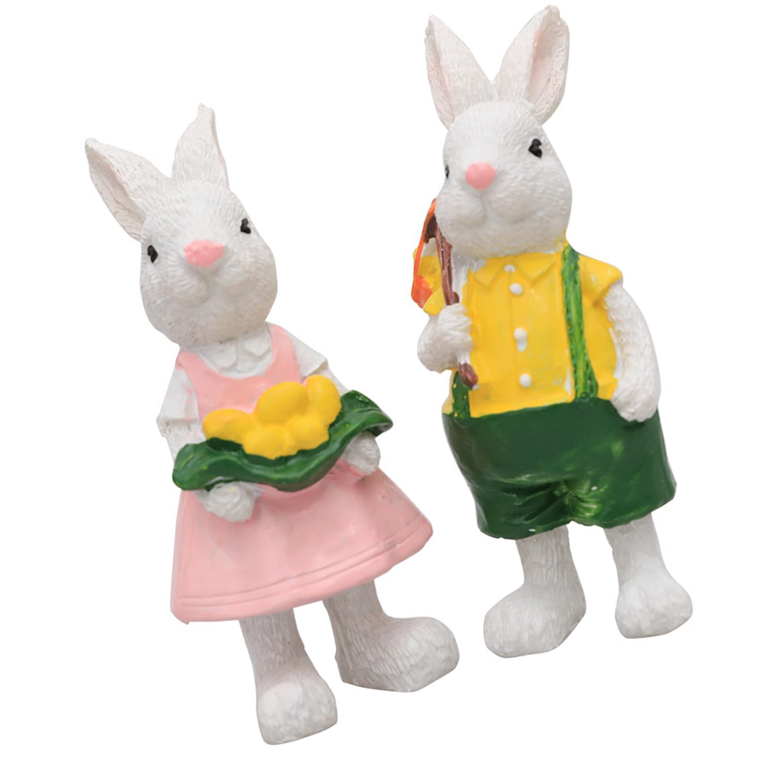 NVOQILIN 1Pair Artificial Resin Hare Figurine Ornament Easter Decoration for Garden Yard Tabletop Mantel Festival Celebration Hare for Yard