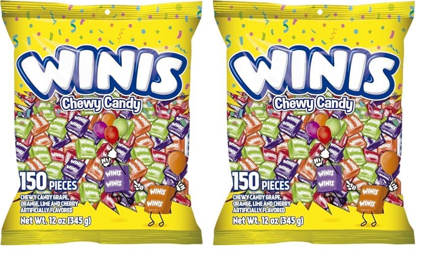 Winis Chewy Candy Original Variety Bag - Taffy Candies 150 individually wrapped pieces- Sharing Size 12 Oz -| Easter Day Candy Variety Bag (Pack of 2)