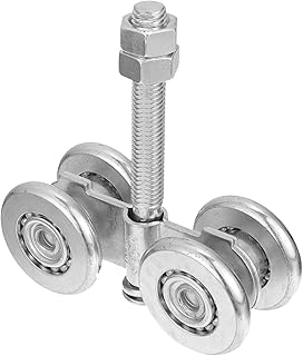 UKCOCO Sliding Door Track 1 Set Sliding Track Trolley Roller Barn Door Rail Trolley Wheel Hanging Trolley Track Roller Heavy Duty Industrial Rail Wheel Weight Capacity 200kg Garage Door Rollers