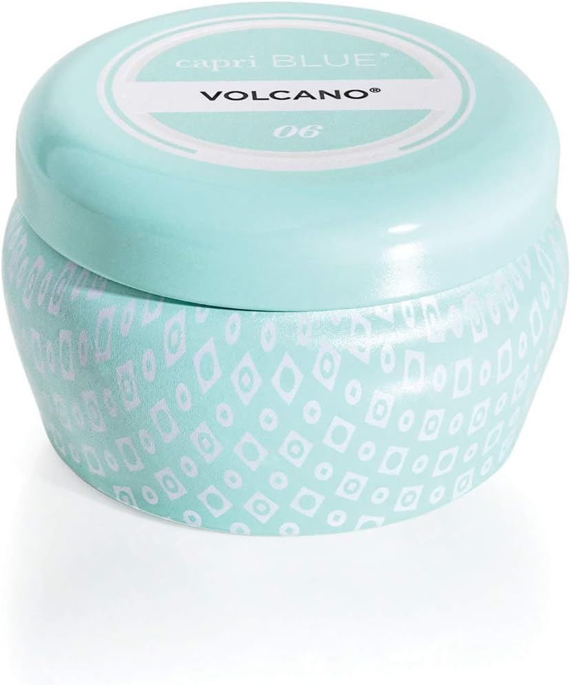 Capri Blue Volcano Candle Aqua Printed Mini Candle Tin