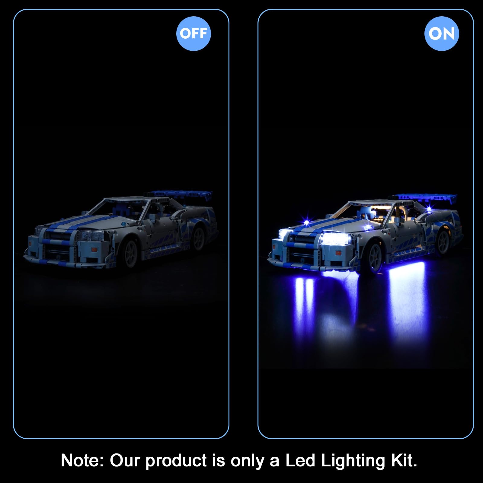 LocoLee RC Led Light Set Compatible with Lego 42210 2 Fast 2 Furious Nissan Skyline GT-R (R34) Car Led Decoration Lighting Kit Compatible with Lego 42210 Building Blocks Model,Only Lights Se - Image 4