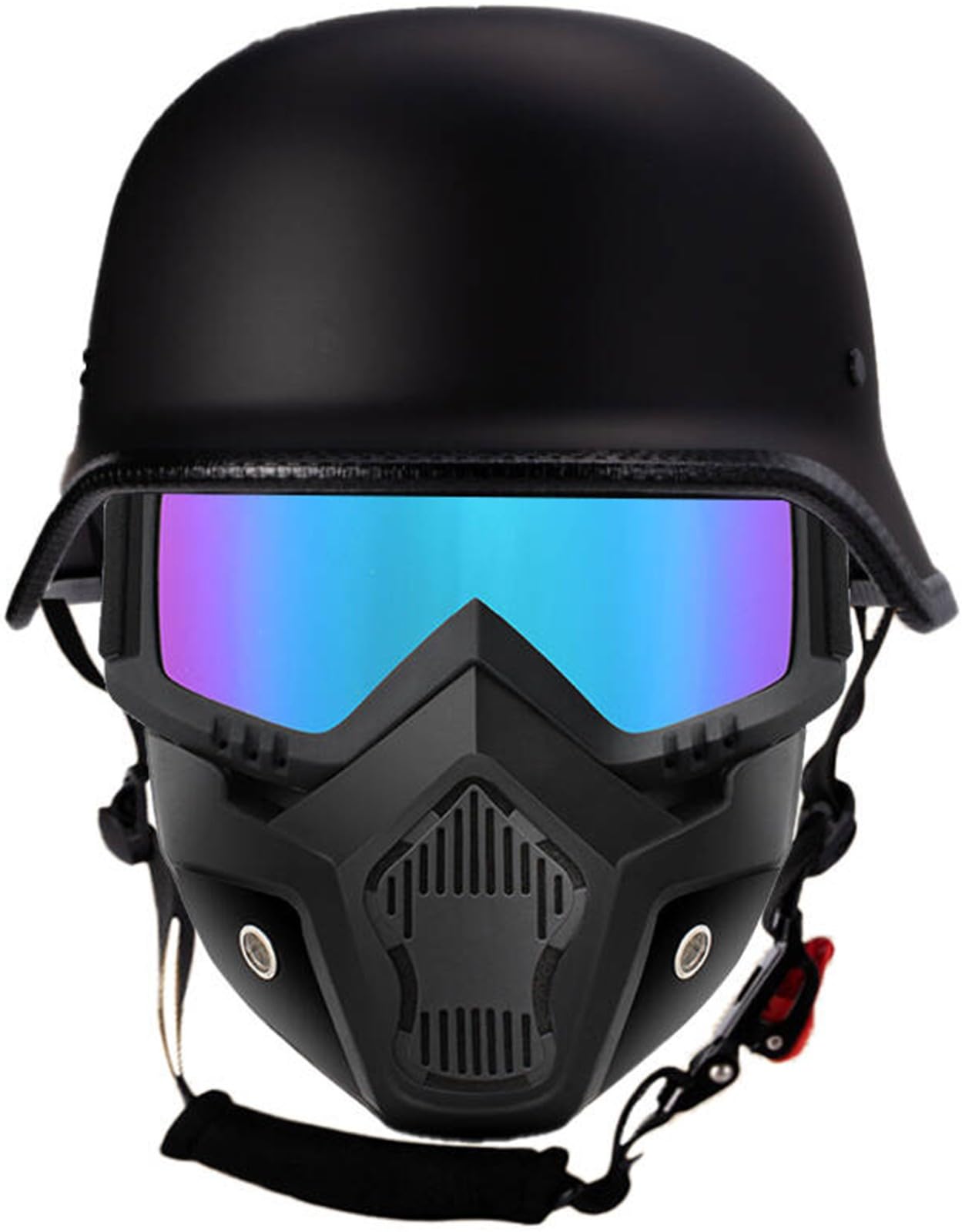 Deutsch Helm Halboffenen Vintage Öffnen Motorradhelm Halb-Helm DOT/ECE-Zertifizierung Chopper Helm Mit Sonnenbrille Mask Für Mopeds Cruiser Vintage Jet Helm M-XXL