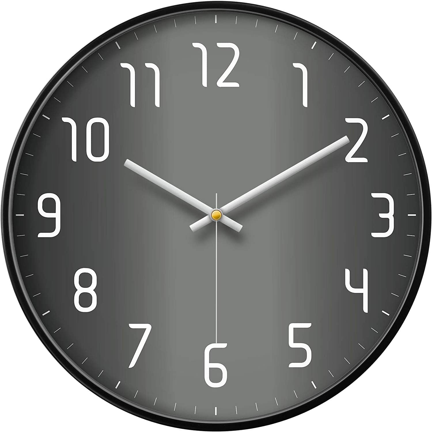 TEKCOOL Wall Clock 12" Silent Quartz Decorative Wall Clock Non-Ticking Classic Digital Clock Battery Operated Round Easy to Read Handheld Complete Home/Kitchen/Bedroom(434).