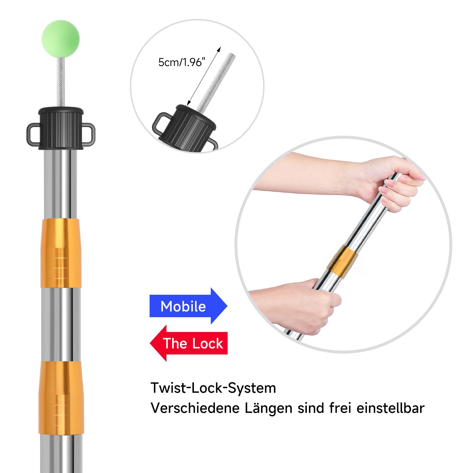 SAN Like 2 Bâtons Télescopiques pour Tente de Camping, 220cm Arceaux de Tente de Camping Télescopiques pour Auvent, Barre Poteaux de Tente de Camping, Plage Montagne Randonnée, Tente de Voiture