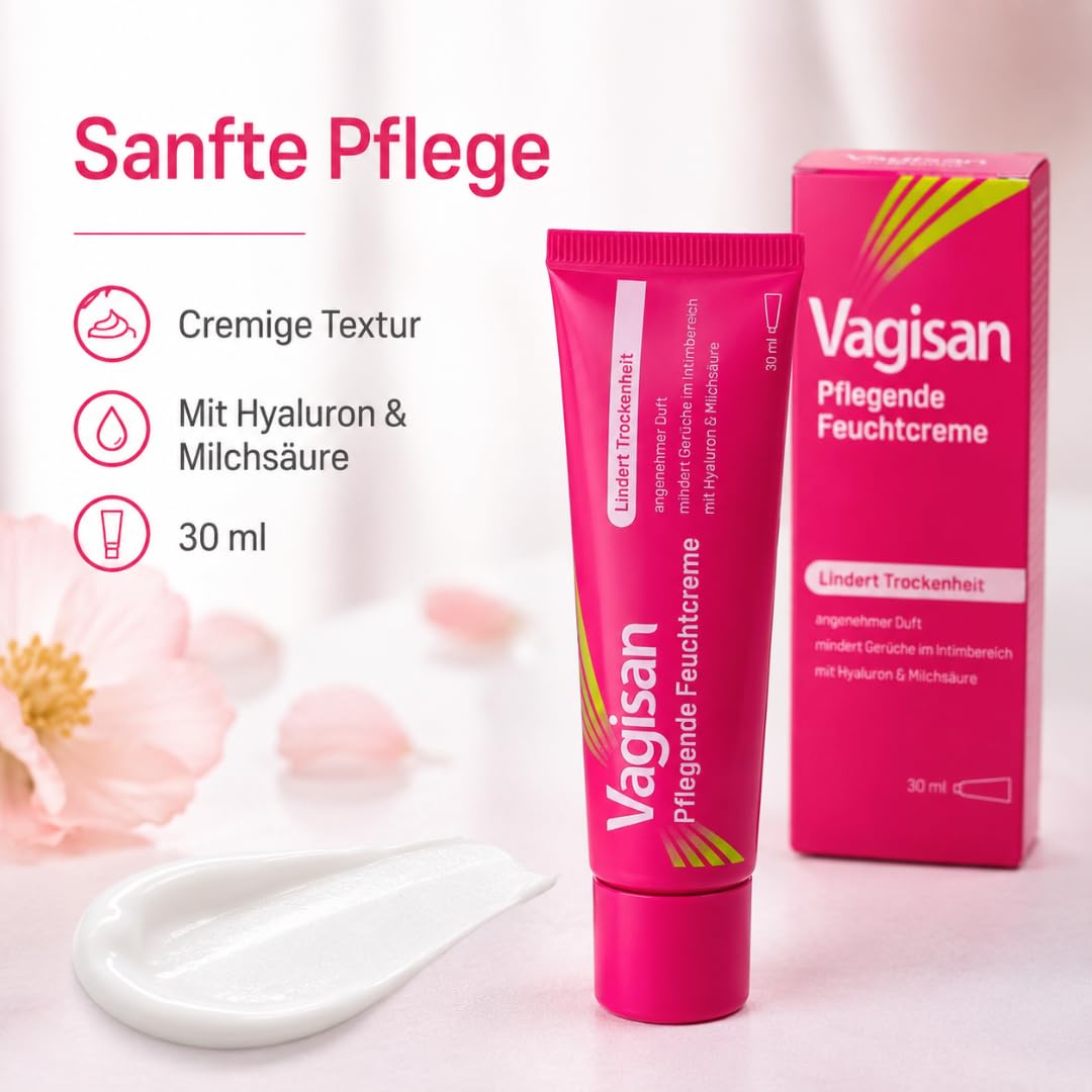 Vagisan Pflegende Feuchtcreme 30 ml, mit Pharma Perle Duschgel (3x) | Pflegende Intimcreme mit Hyaluron, Milchsäure, Squalan und Haferextrakt für die äußere Intimhaut