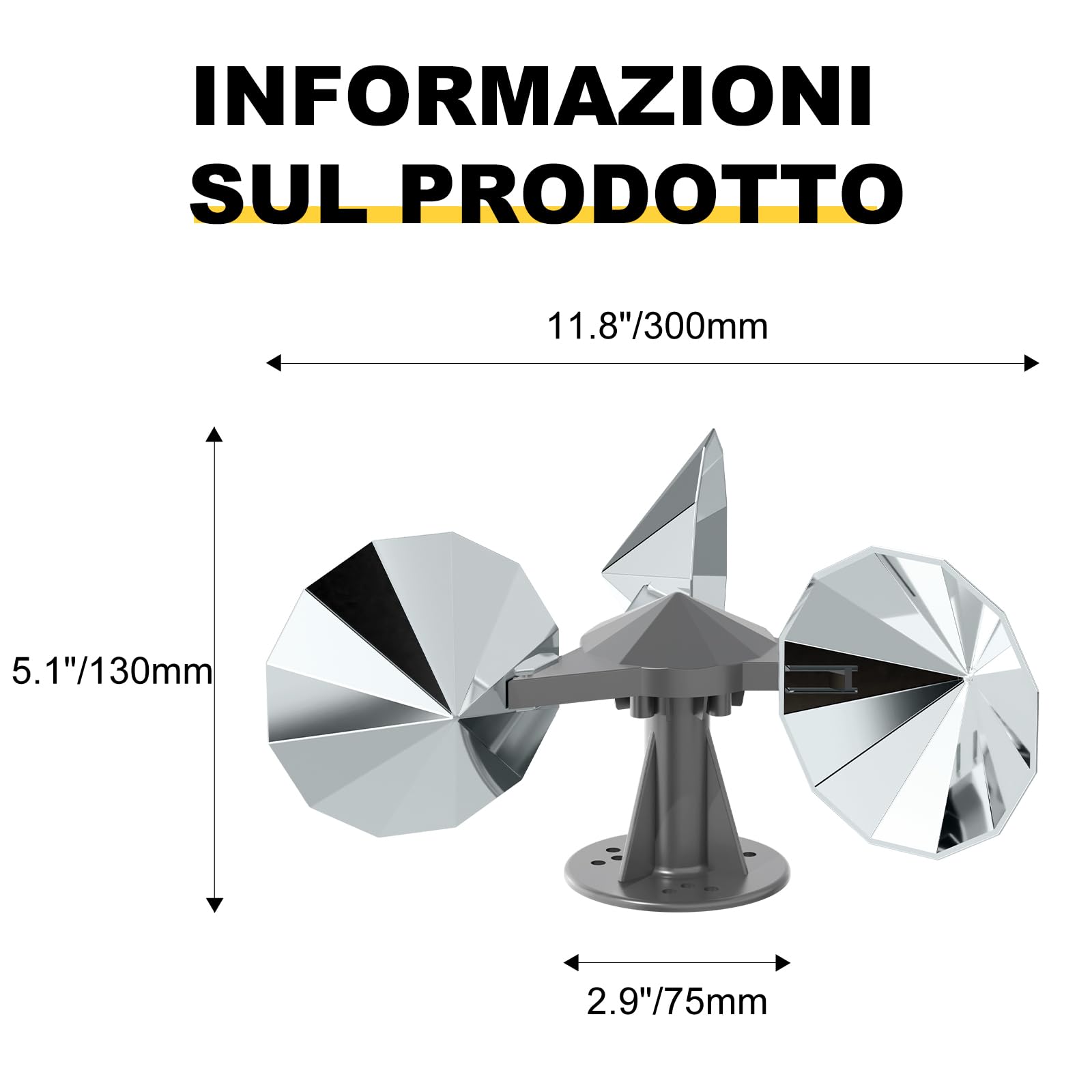 OFFO Girandole Deterrente per Piccioni,Scaccia Piccioni per Balcone,Riflesso a 360°, con Base in Plastica Resistente per Esterni,Spaventa Uccelli per Giardino, Tetto,Balcone, Facciata