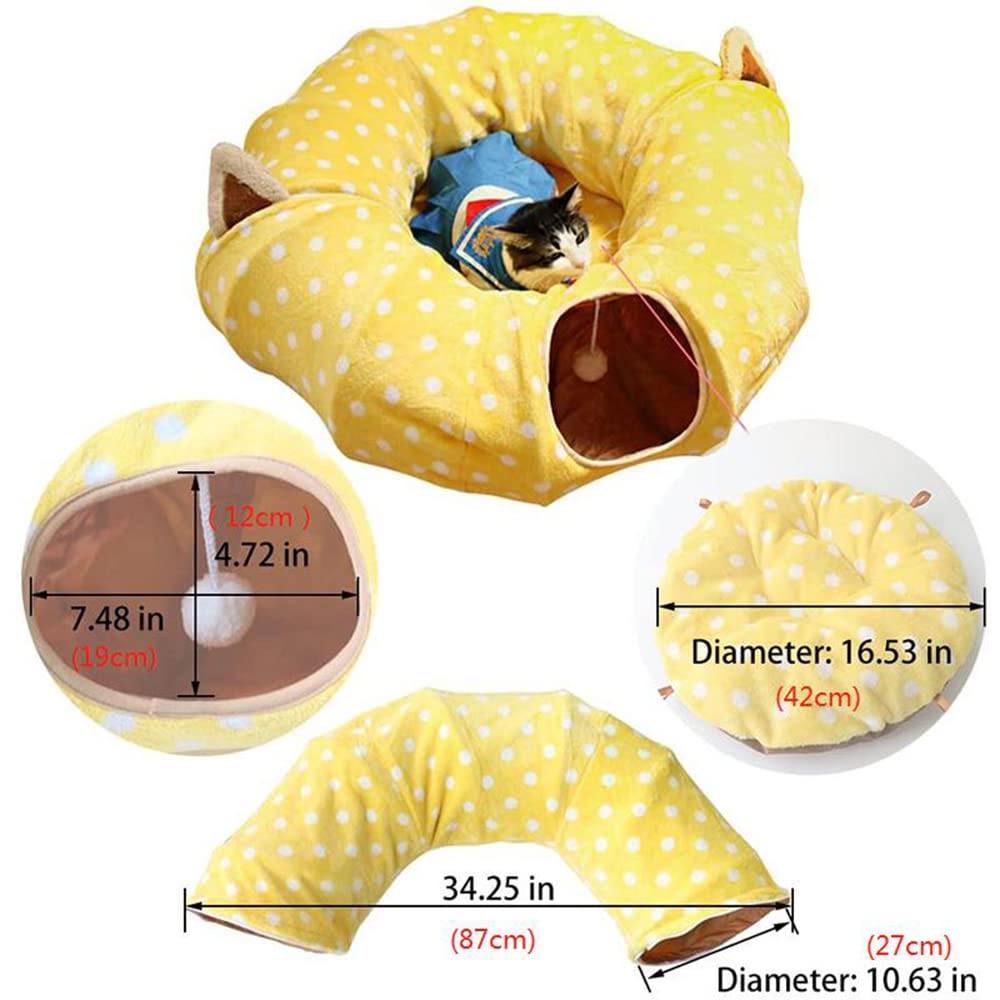 Túnel para Perros Y Gatos Cama con Cojín Juguetes De Tubo Tela Oxford Gran Diámetro Arrugas Más Largas Plegable 3 Vías para Gatos Grandes Gatitos Y Cachorros