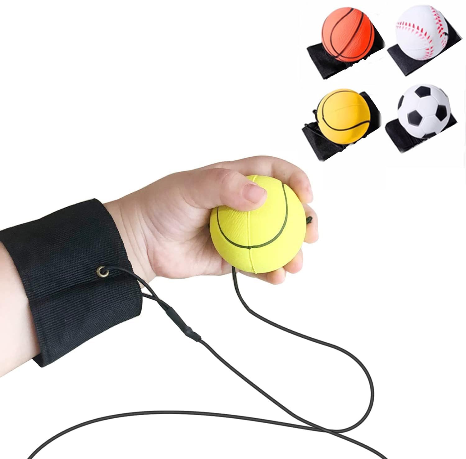 Wrist Return Ball on a String 2.36 Inches Rebound Sport Balls with Elastic Strap Baseball Soccer Tennis Practice Party Favors, Wrist Exercise and Fun Play for Kids & Adults