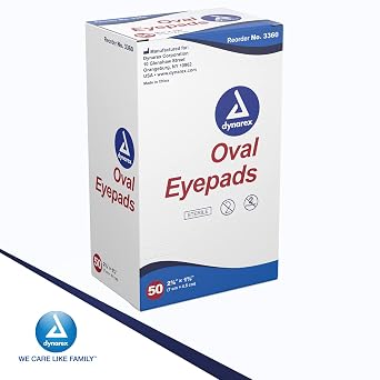 Dynarex Sterile Oval Eye Pads - Individually Wrapped Cotton Patches with Mesh Covering - Single Use, Comfortable, Absorbent Sterile Pads for Eyes - 2.63x1.63, 1 Box of 50