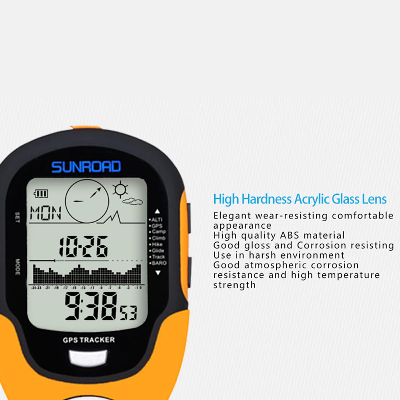 HUIOP Multifunción LCD Digital GPS Altímetro Barómetro Brújula Acampar al Aire Libre Portátil Senderismo Escalada Altímetro con LED antorcha