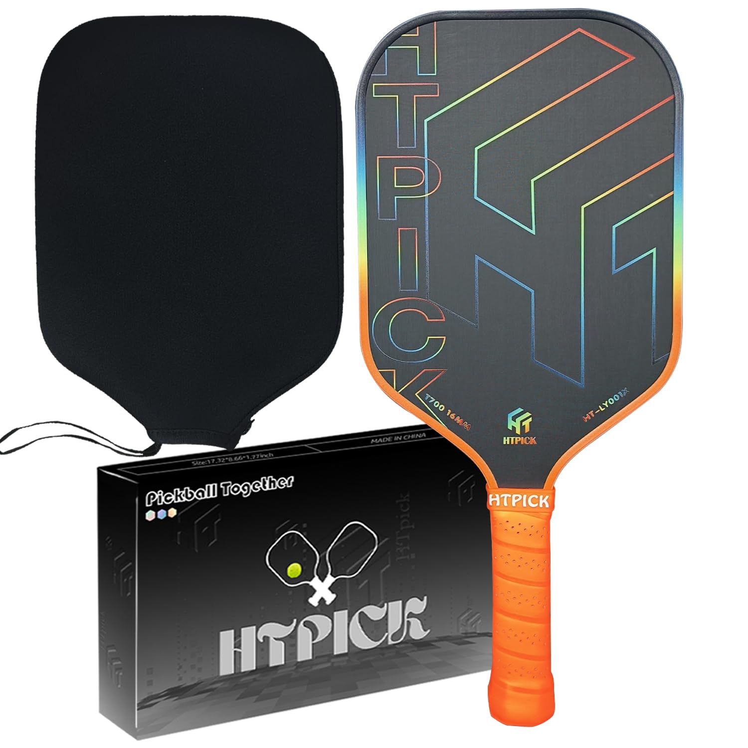 Racchette per pickleball, pagaia in fibra di carbonio T700 con nucleo a nido d'ape in polipropilene, spessore 16 mm, migliore assorbimento degli urti per la massima rotazione e consistenza