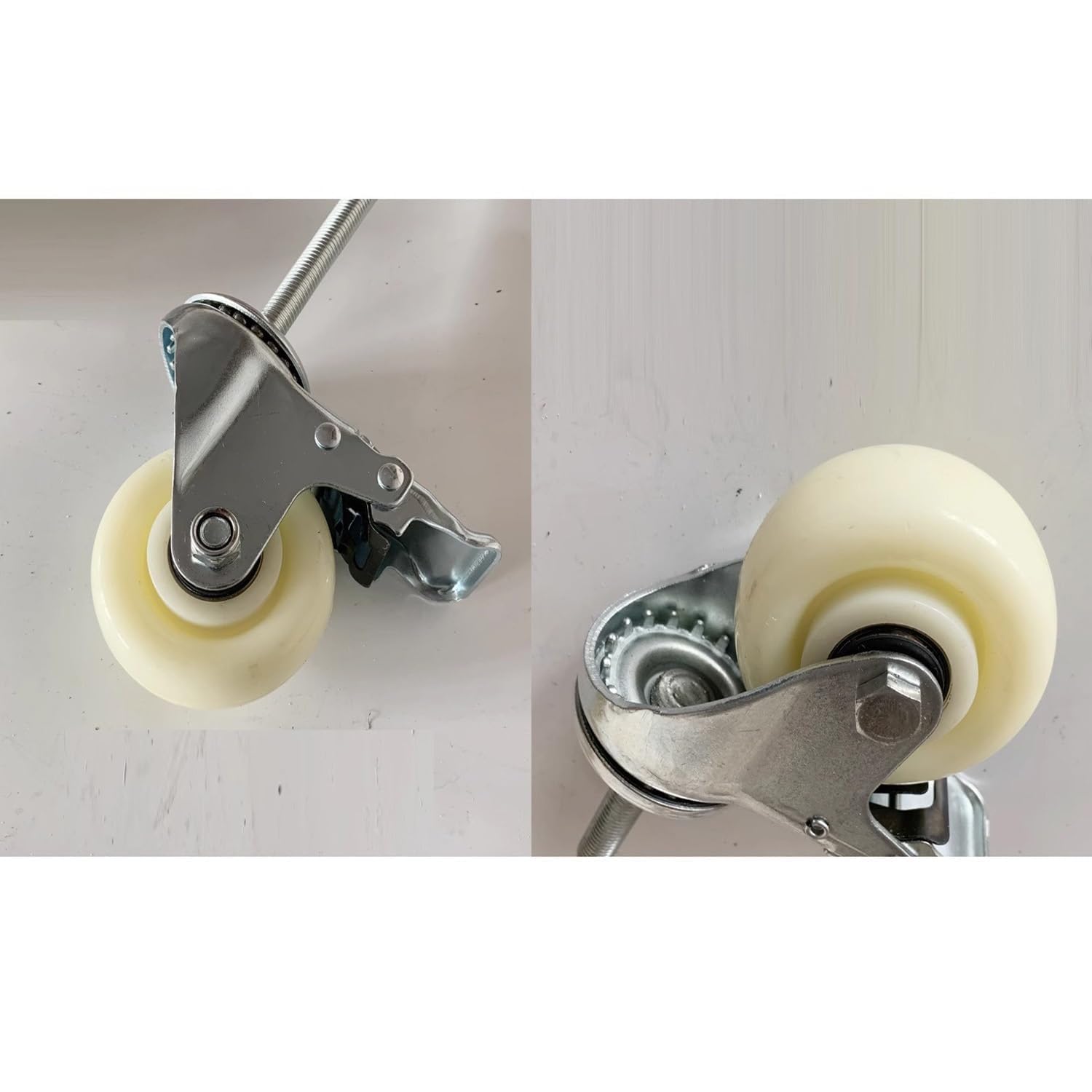 Ruote Piroettanti in Nylon Resistenti con Bloccaggio, Confezione da 4 Ruote Girevoli con Perno Filettato M20, Ruote Antiscivolo Industriali per Banchi da Lavoro, Mobili E M20*60 125mm