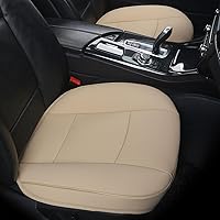 EDEALYN Beige PU Leather Front Seat Bottom Cover - Universal Protector for 90% Vehicles, Wear-Resistant & Non-Slip (20.8x21 Inch)