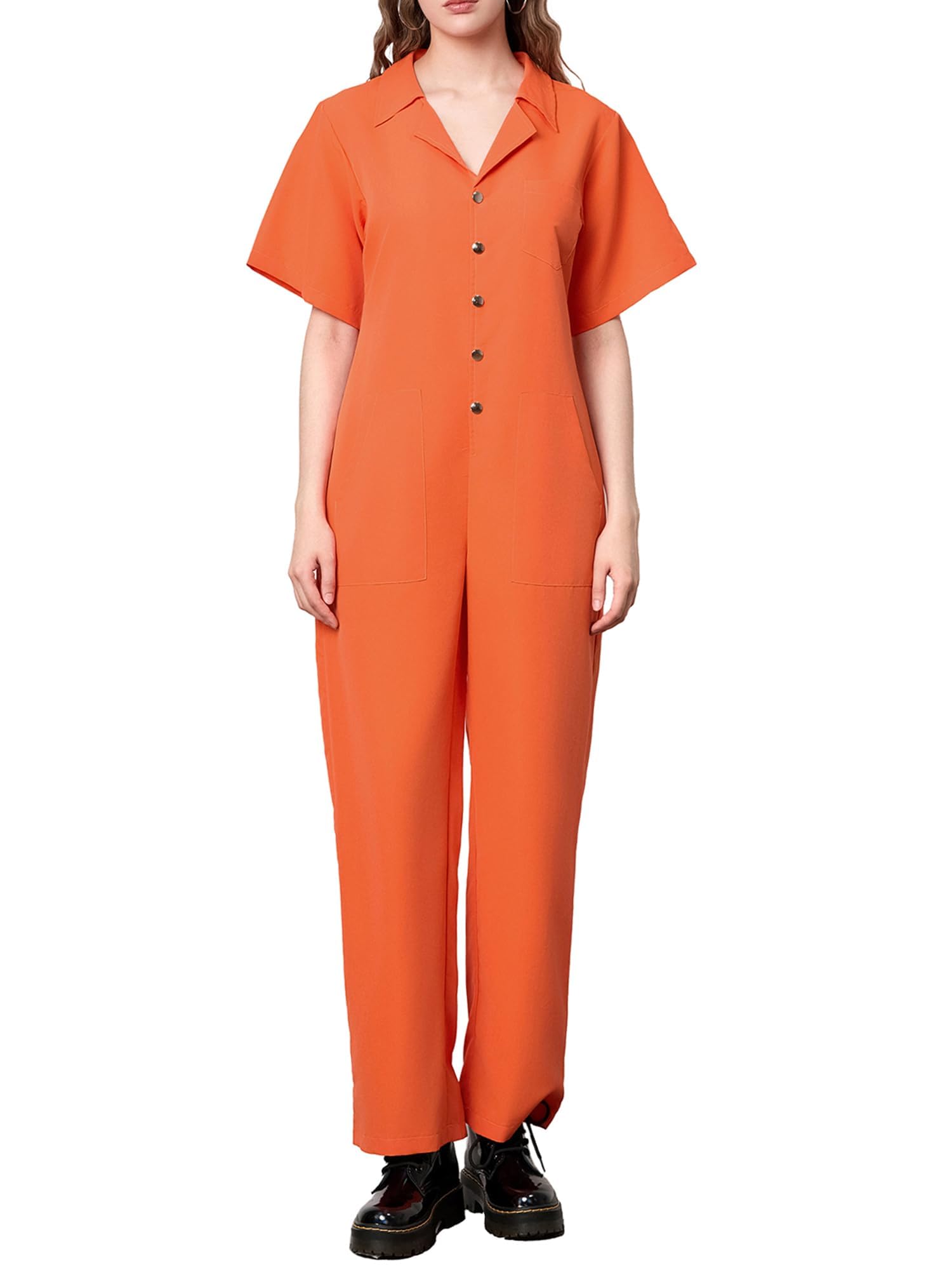 Halloween Jail Costumes Letter Print Orange Prisoner Jumpsuit for Adults Women Men Role-Play Party Cosplay Outfits Prison Costume