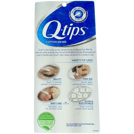 Q Tips Cotton Swab Size 625ct, Pack of 3