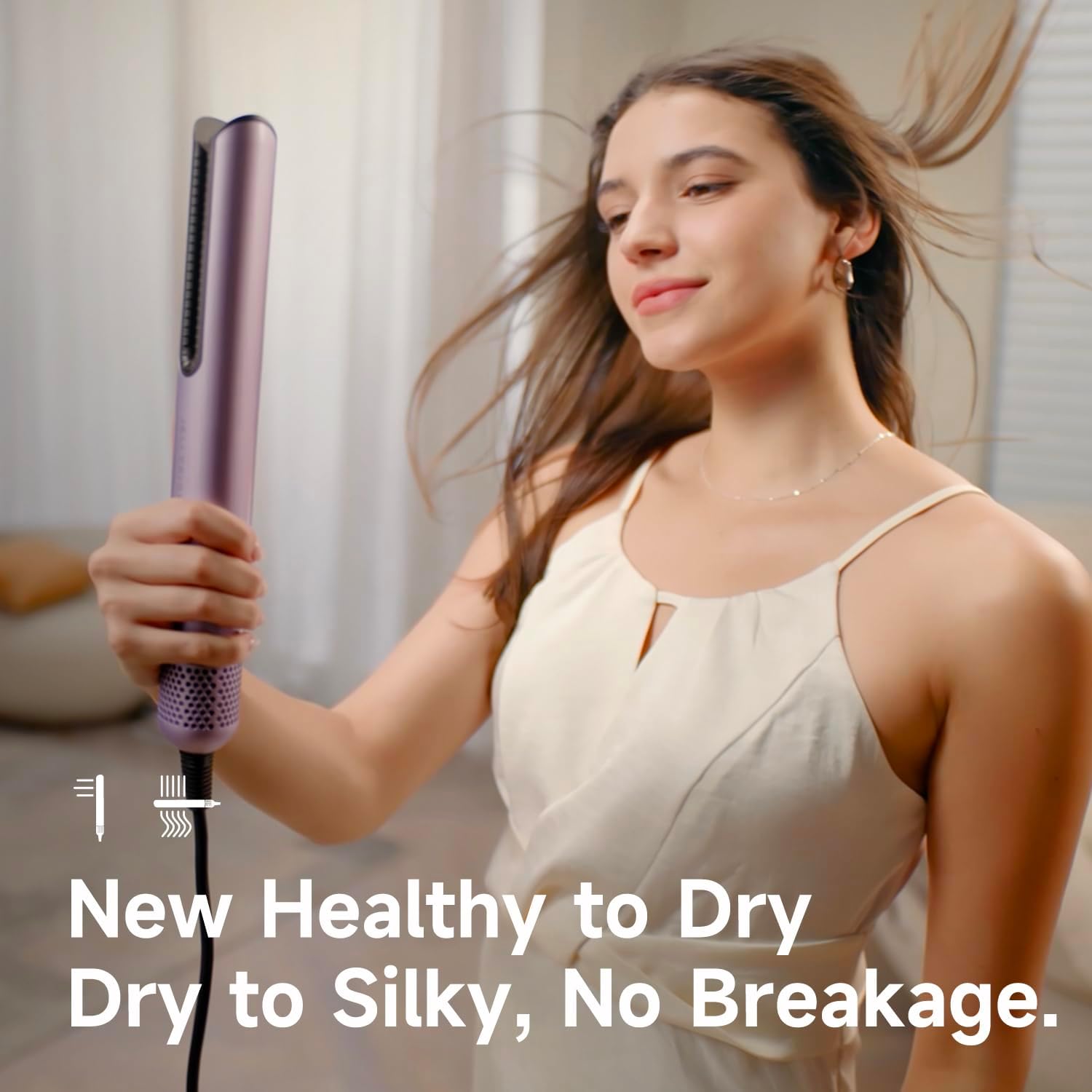 JELLYFISH Air Gap Dryer, Blow Dryer Brush Alternative for Long Hair, Clamp-Free Blowout Styler, Hair Dryer Brush–Inspired Design, Gentle Blow Dry,Air Styling for Healthy Smooth Blowouts,Types 1A–2A - Image 6